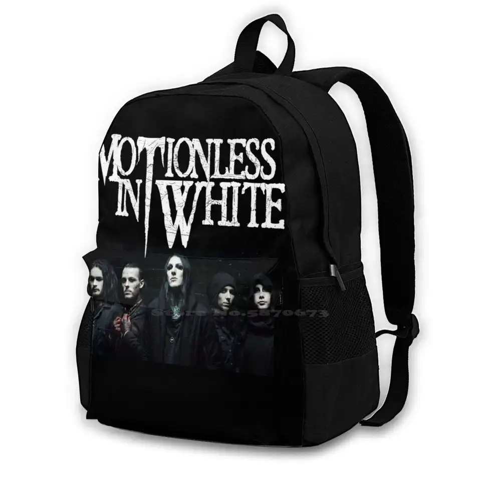 Hybné v bielej školskej taške Veľká kapacita batohový notebook hybné v bielom Chris Mytionless Miw Bands Gothic Metal Justin