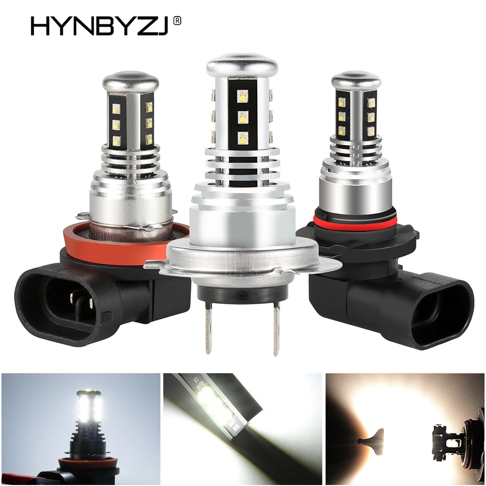 Hynbyzj 2pcs H7 H11 H11 LED žiarovka 9005 HB3 9006 HB4 Vysoko kvalitná LED automatická hmlová lampa Auto proti hmlovej žiarovke 5500K 12V 24V