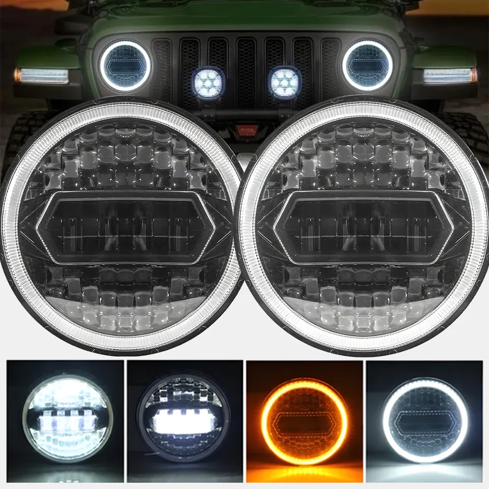 Hynbyzj 7 palcov 500 W okrúhle LED svetlomet biely HI/LOW BEAM DRL a 54 MALÝ LENSE pre WRANGLER CJ TJ Motocykel mimo cesty
