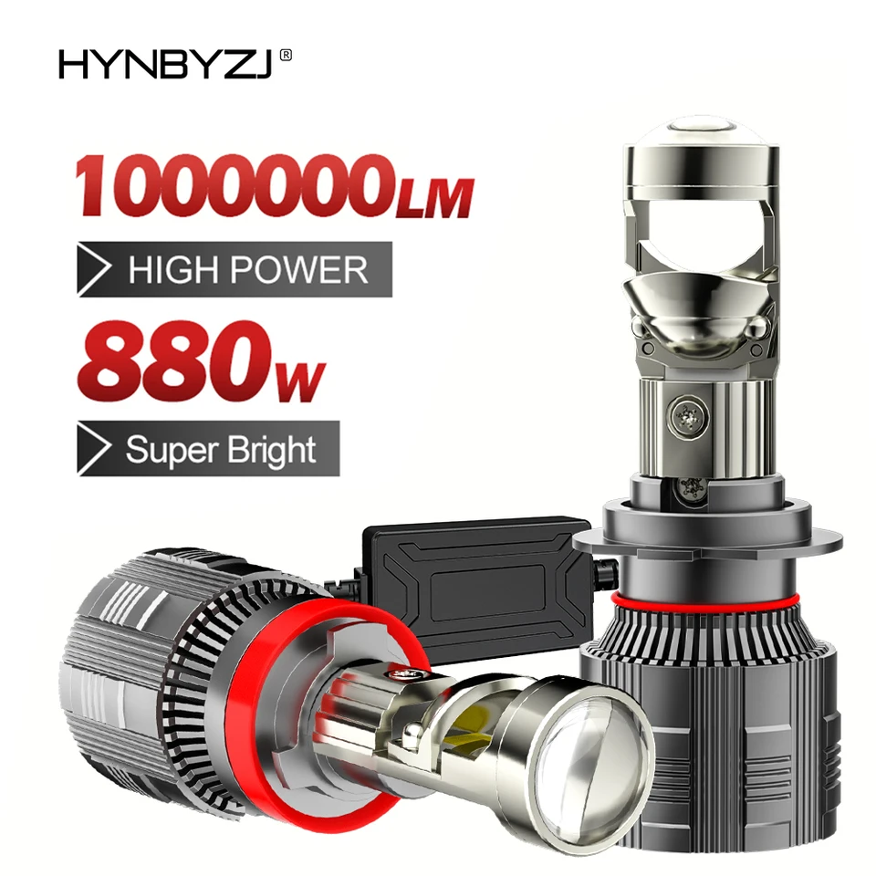 Hynbyzj H7 LED svetlomet Mini šošovkový projektor H4 9005 Automatické LED svetlomet žiarovky Plug & prehrávanie nízkeho lúča Canbus žiarovka pre auto/motor 12V