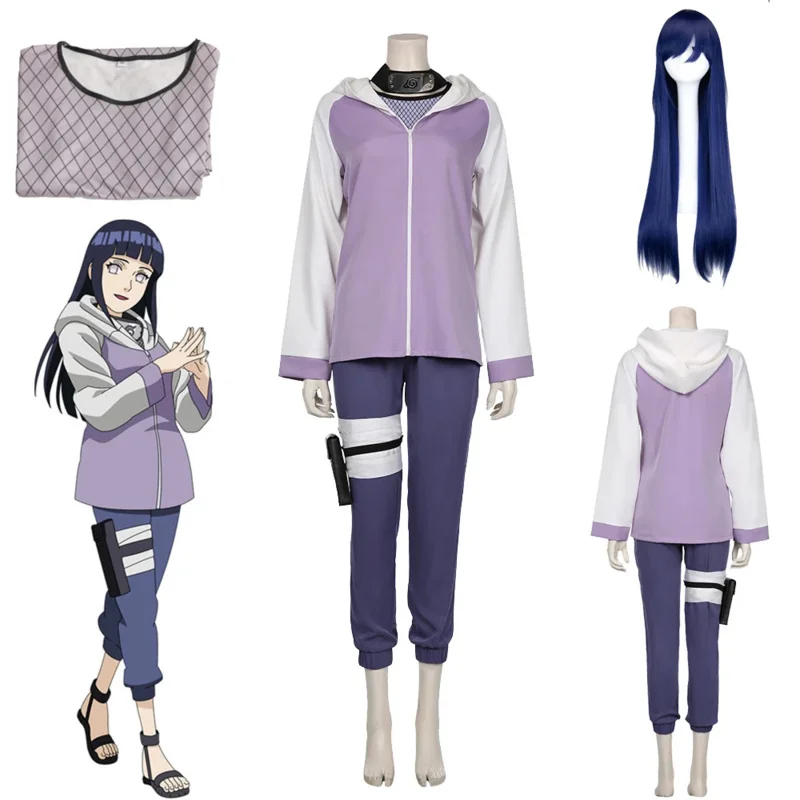 Hyuga Hinata Cosplay Anime Anime Shippuuden 2. generácia Full Combo Cosplay kostým kostýmy Hoodie bunda parochňa Halloween Party