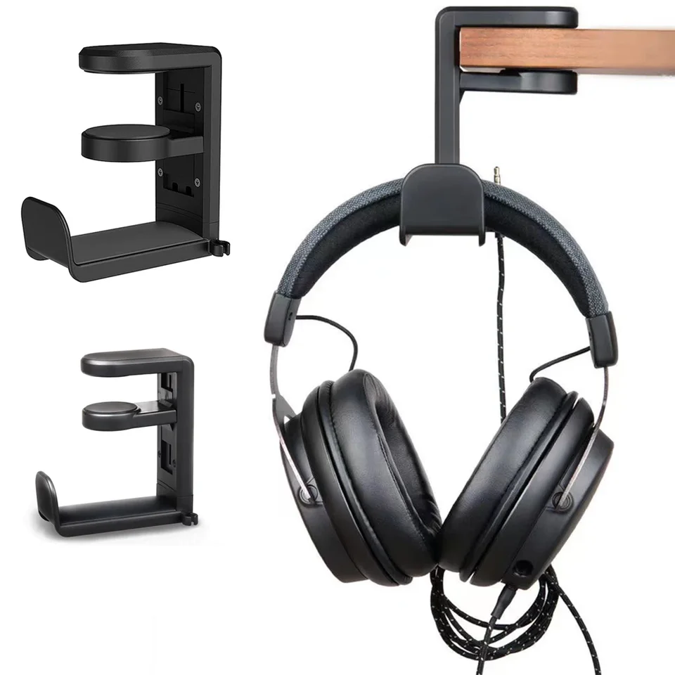 Háčik držiaka na slúchadlá 360 ° Otáčanie pod stolové slúchadlá slúchadlá Hanger Hanger Držiak na sponky pre slúchadlá biele