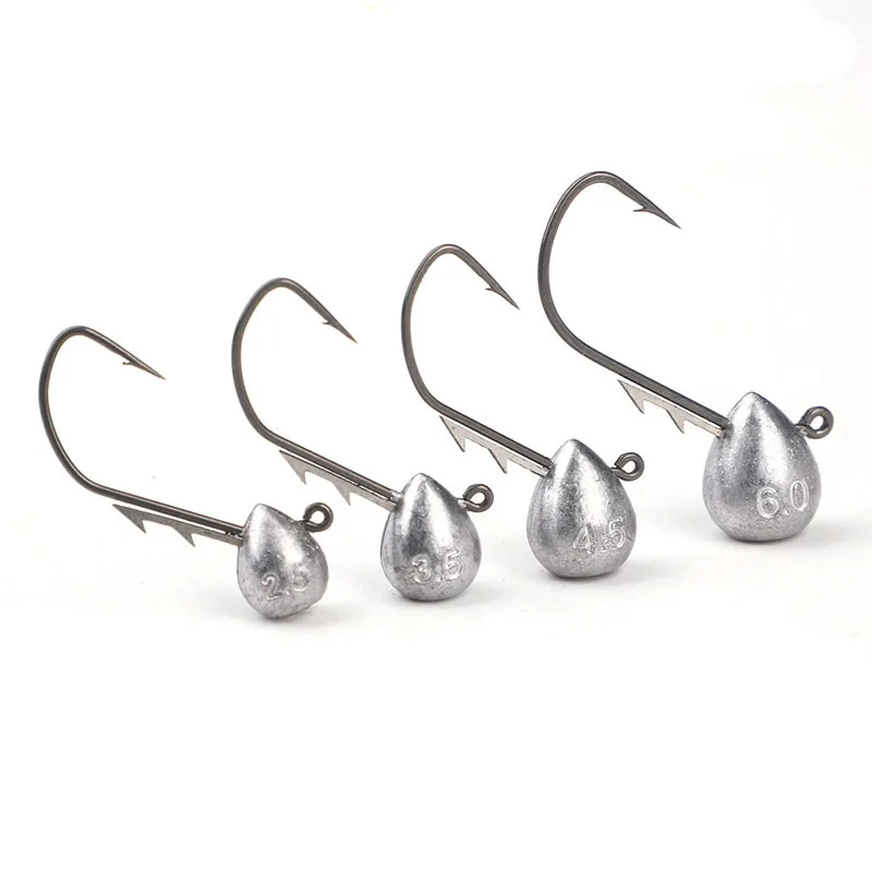 Háčik s hlavou 5pcs Jig Head 2,5g/3,5 g/4,5 g/6g Rockfish Exponovaný hlavný háčik hák Barbed Hook Pstruh Soft