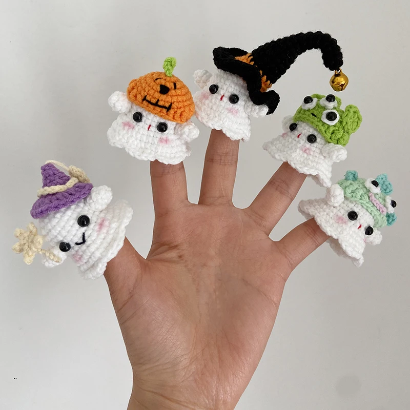 Háčkované ručné tkané prívesky s malými duchmi, Halloween Creative Gire, 5 štýlov, ručne vyrábané háčkovače priadze, kľúčový prívesok