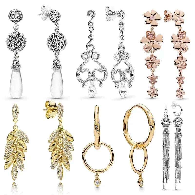 i100% 925 Sterling Silver Pekné náušnice Zlatého listov Cryolite Drop náušnice DIY Narodeninové darček