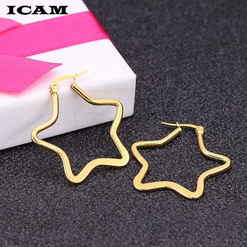 ICAM 2019 Fashion Európa Amerika Nové jednoduché kruhové hviezdy Geometrické náušnice obruče Trendy Earing for Women Prázdninové svadobné šperky