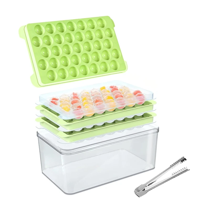 Ice Cube Tray Round Ice Cube Trays Fit Fit pre mrazničku, forma výrobcu ľadových loptičiek s odnímateľnou zeleňou