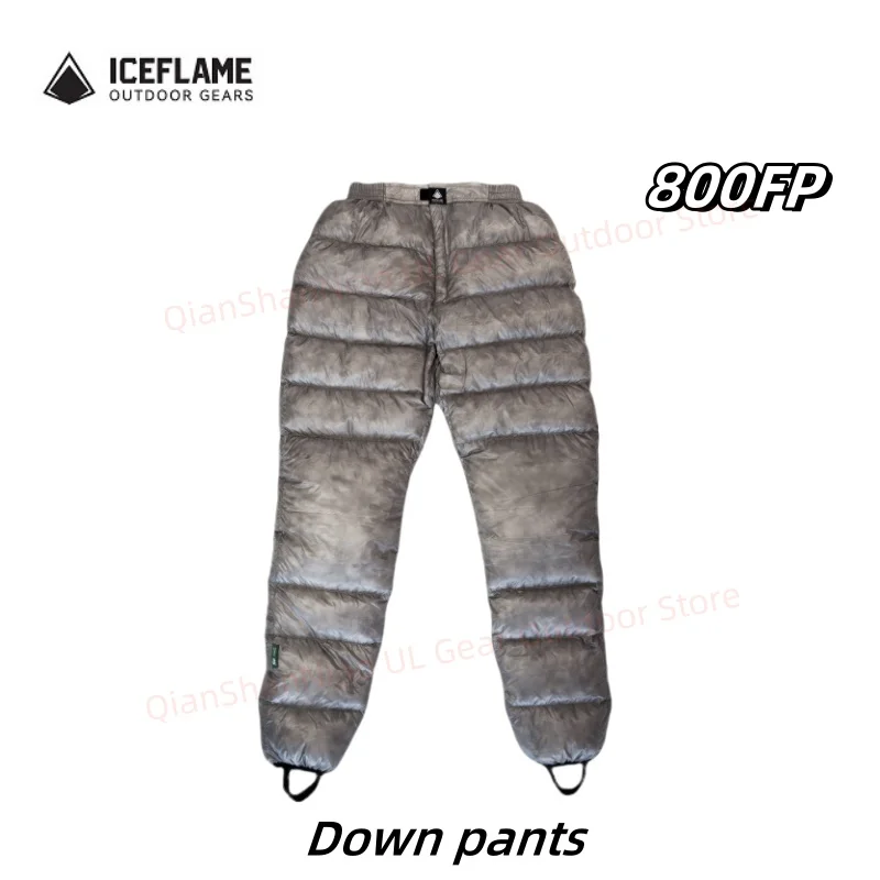 Ice Flame NXT 800FP DOWN DOUGHT DOWN OUTDOORE Ultralight Grey Duck Down Pants Prenosné kempingové turistické tepelné vnútorné unisex