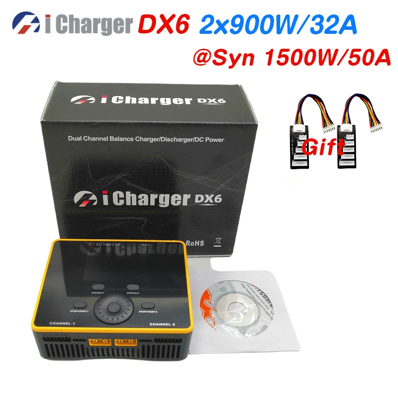 Icharger DX6 DC 900W 32A Dual Channel High -Power Balance nabíjačka pre vylúčenie pre Lipo Lilo Live Livh LTO NIZN NIMH NICD PB CAST
