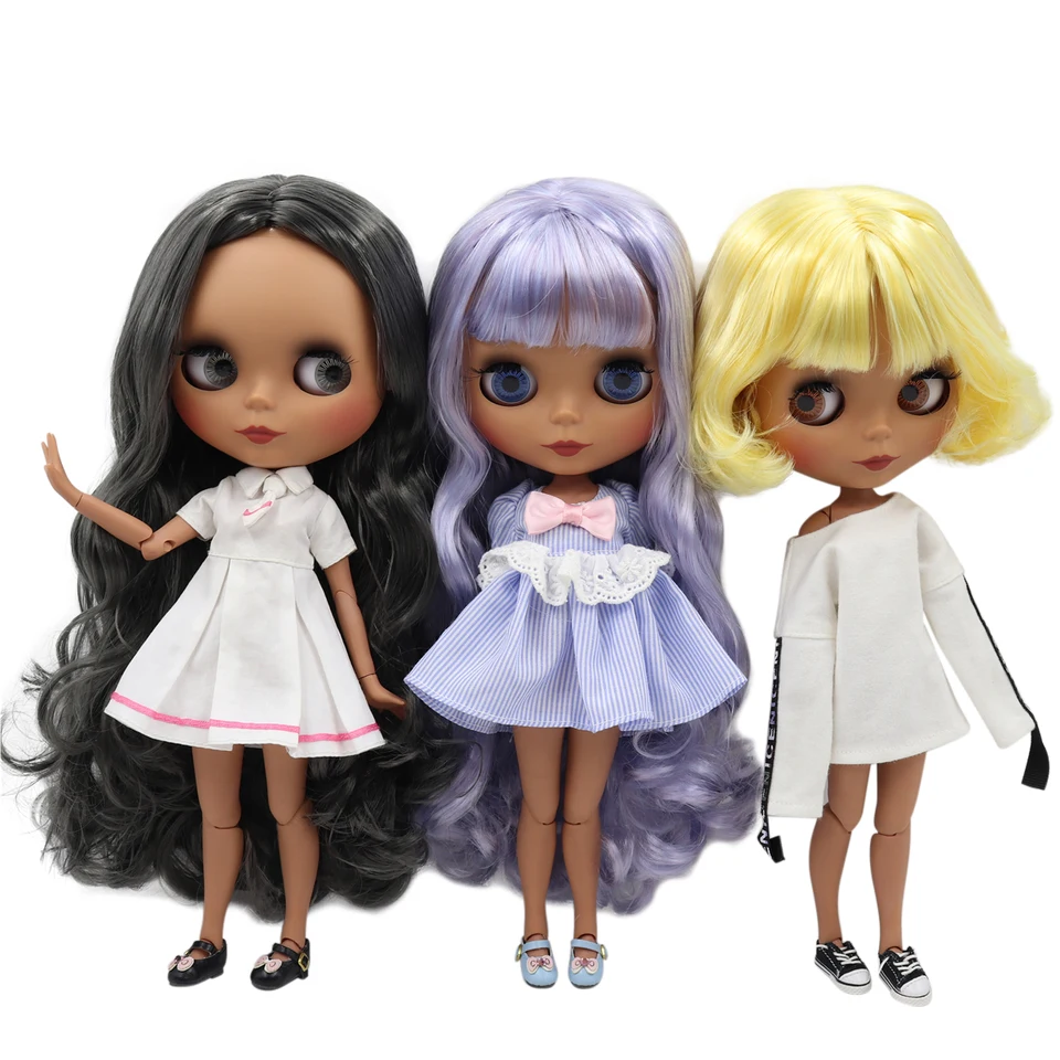 Icy DBS Blyth Doll 1/6 BJD 30 cm hračky Temná pleť Body Matte tvár Náhodné oči Farby