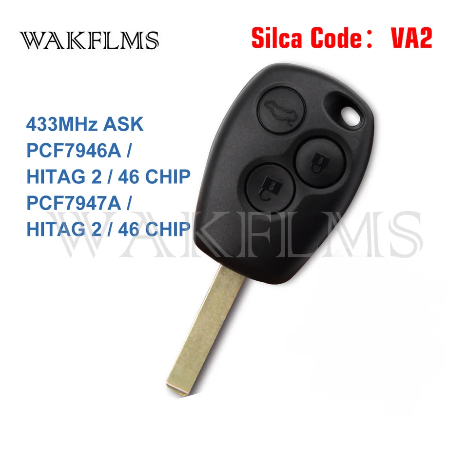 ID46CHIP VA2 VALICKÝ KLAV Kľúčom FOB Výmena za Renault Wind Clio Modus Kangoo Master Twingo 2004 - 2016