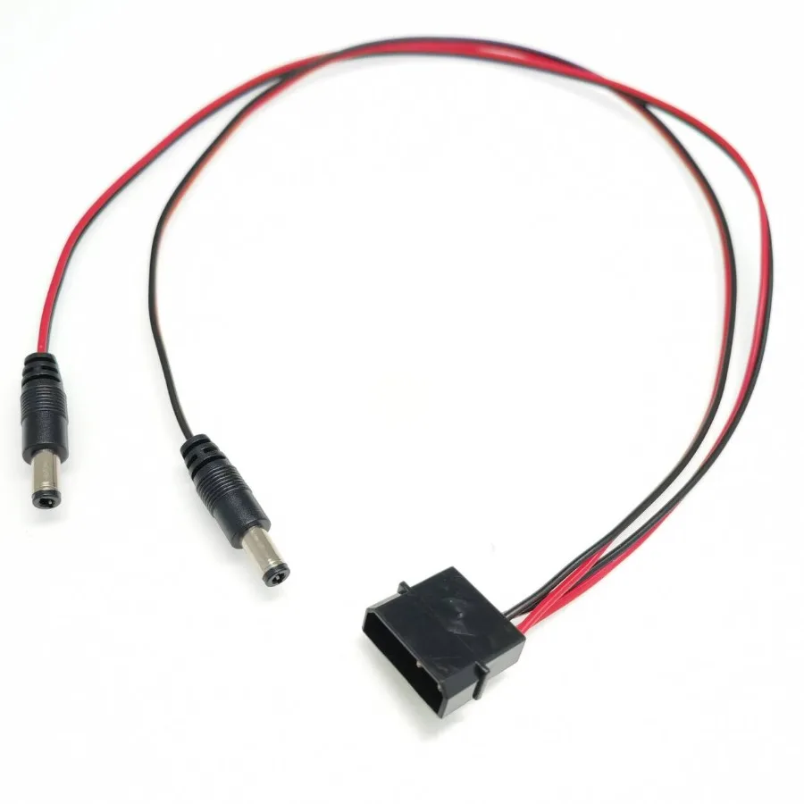 IDE MOLEX MASE na jeden alebo 2-port DC 5,5 mm x 2,1 mm 5,5x2.1 Adaptér prevodníka napájací kábel 12 V 18awg drôt 50 cm