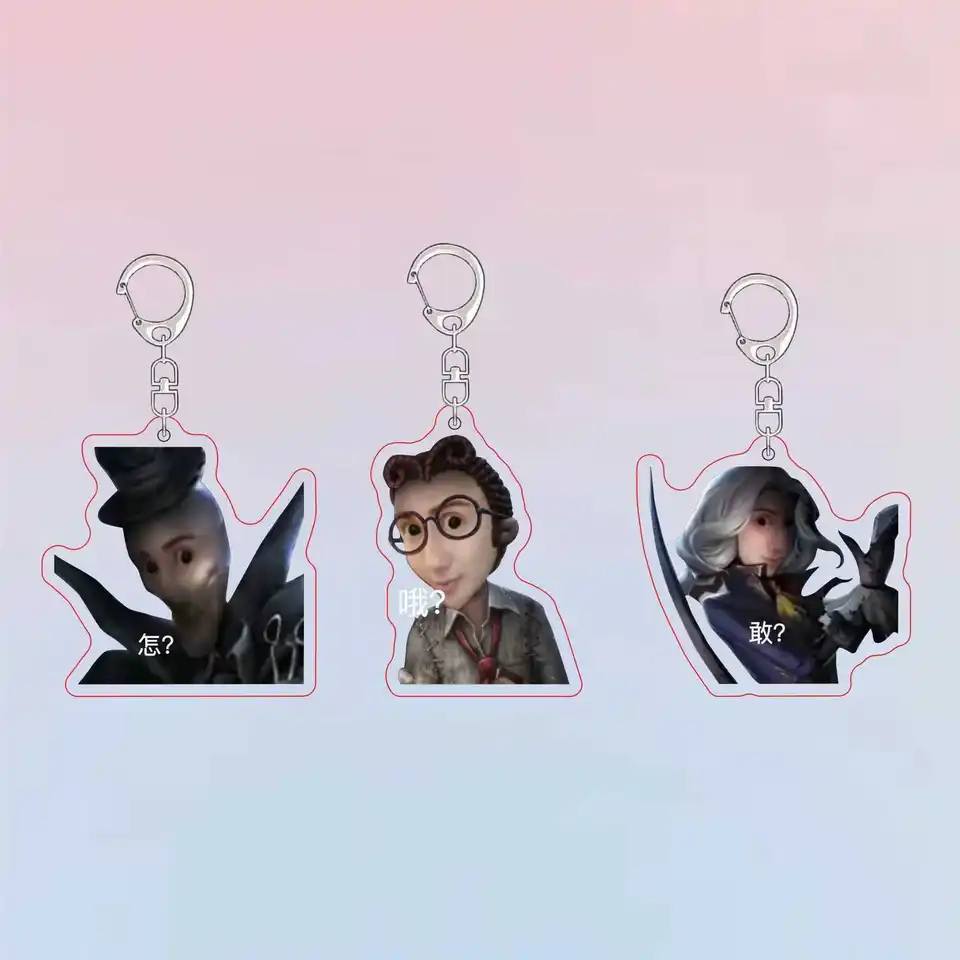 Identita v Funny Keychain Cartoon Figures prívesok Kľúčový reťazec Dvojitá strana Kawaii Chaveio Oranment prívesok prívesok Keychain Keyring Darček