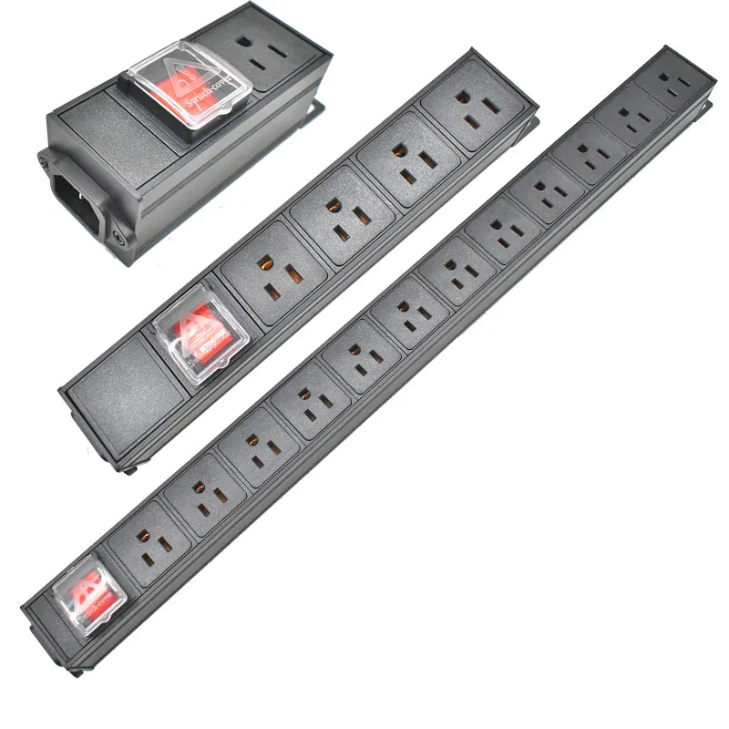 IEC-C14 Port PDU Power Strip 2-12 Jednotka US Output Socket Sock Stlect Switch Switch