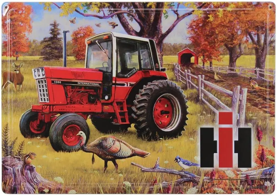 IH Farmall 1086 Traktor kabín s reliéfnou kovovou značkou, 16,75 palca x 12in 42003