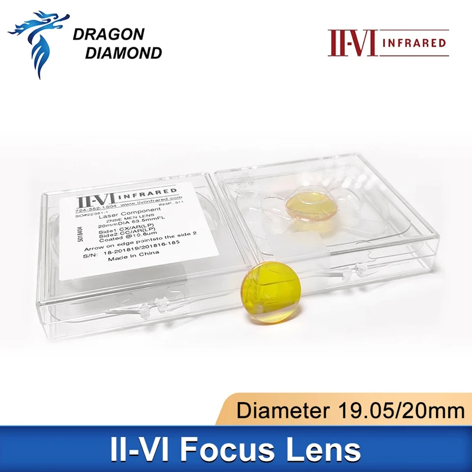 II-VI Znse USA Focus Dia.19.05/20 mm fl 50,8/63,5/76,3 mm 2,5 mm pre CO2 laserový gravírovací strihový stroj Vysoko výkonný