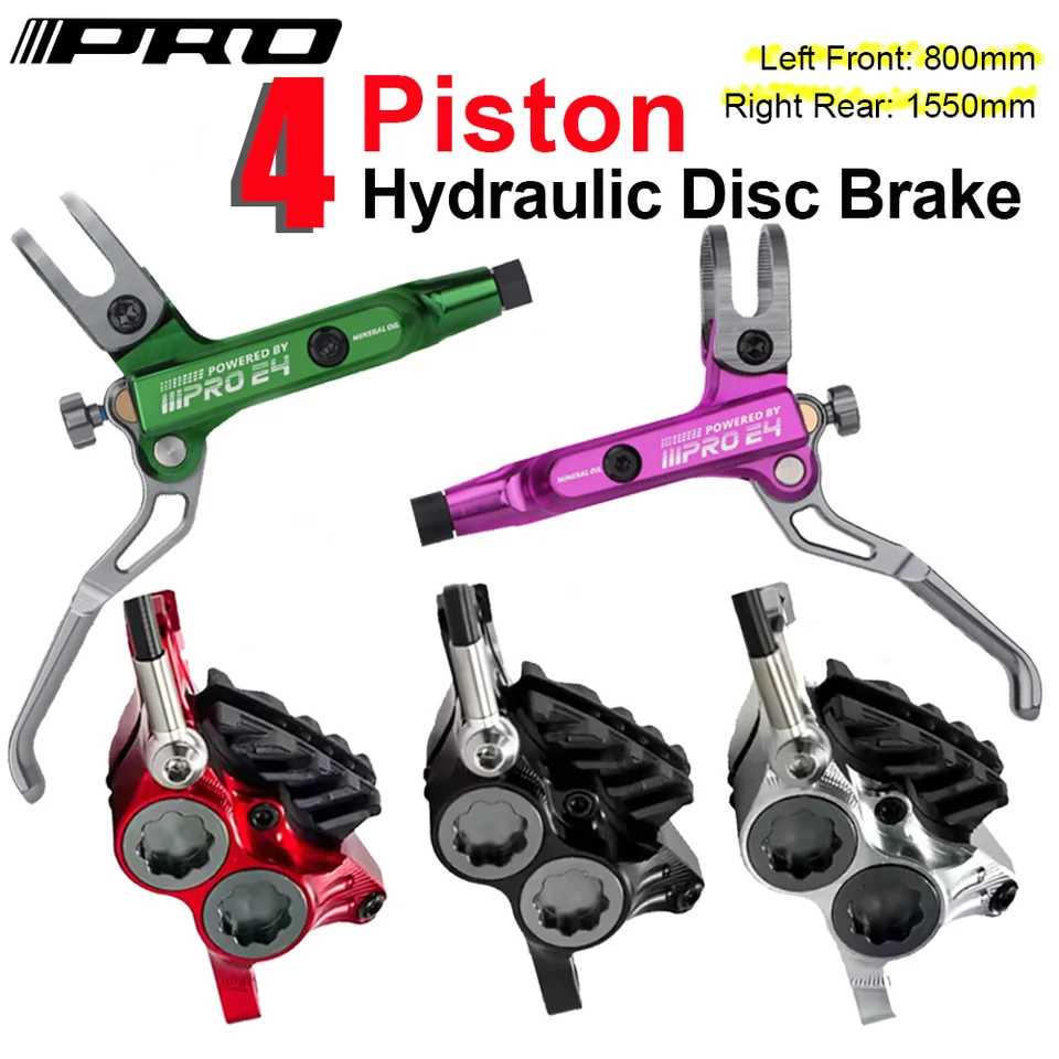 IIIPRO E4 4Piston Hydraulická disková brzda MTB 800/1550 mm s chladiacimi vankúšikami tlak oleja 4pistonové brzdy XC/DH/E-Bike MTB