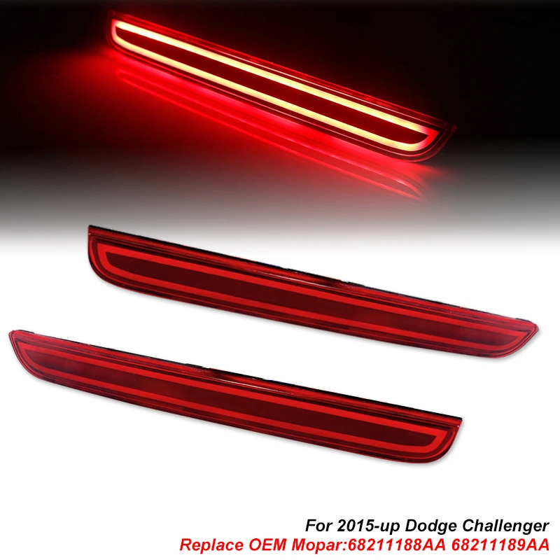 IJDM 3D Optický štýl úplný LED zadný nárazník reflektor Light Kit pre rok 2015-up Dodge Challenger, funkcia ako chvost alebo zadné hmlové svetlá