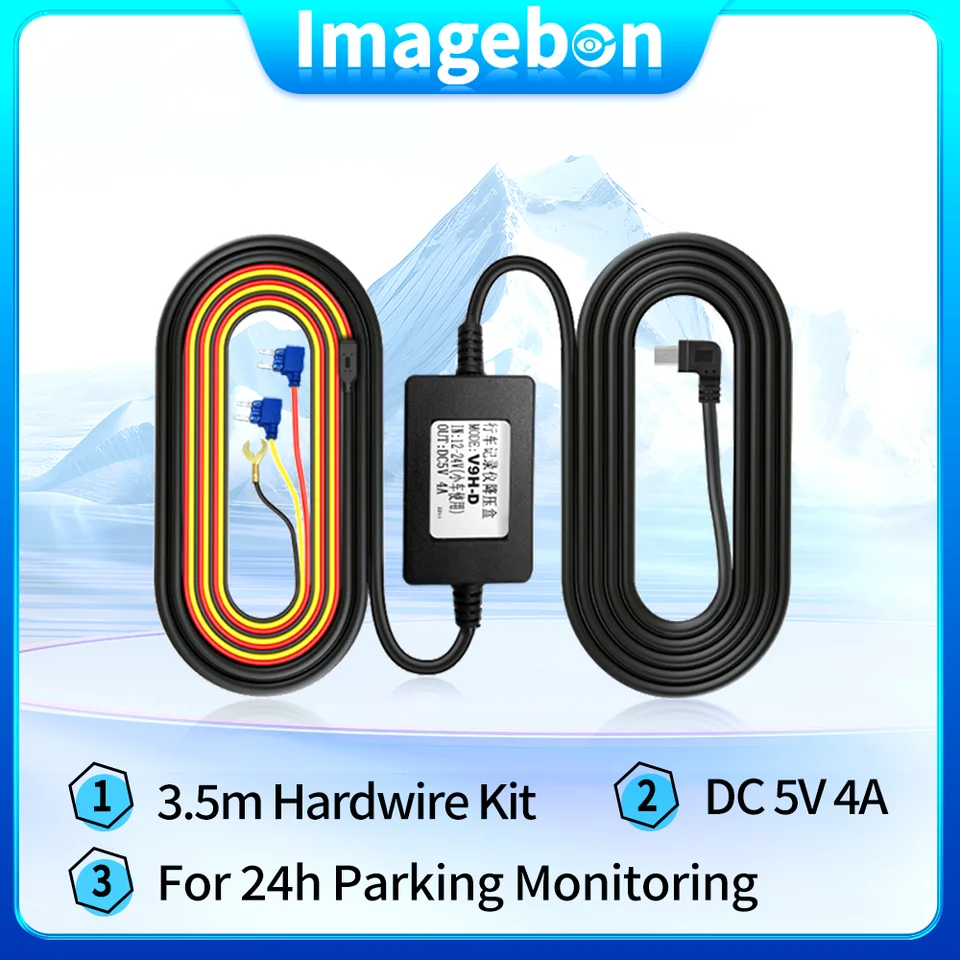 ImageBON 5V 4A 3,5 m Buck Line ACC Hardwire Kit používaná na 24 -hodinové monitorovanie parkovania DVR