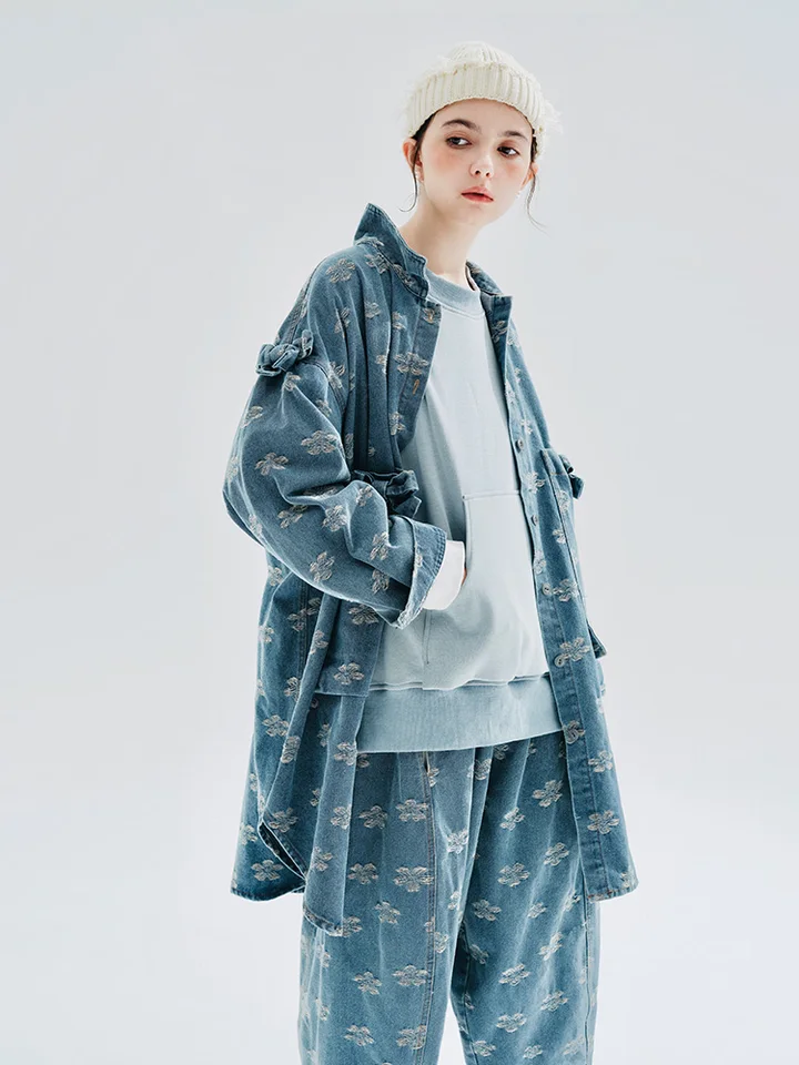 IMakokoni Originálny dizajn denim bunda svetlo modrá sveter s dlhým rukávom jesenná zimná bavlnená košeľa pre ženy 234208
