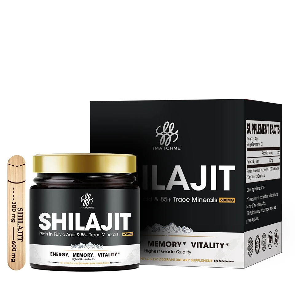 IMATCHME 600 mg Natural Shilajit Resin Original nápoj Minerálne doplnky pre imunitné zdravie, metabolizmus celkovo fyzické zdravie