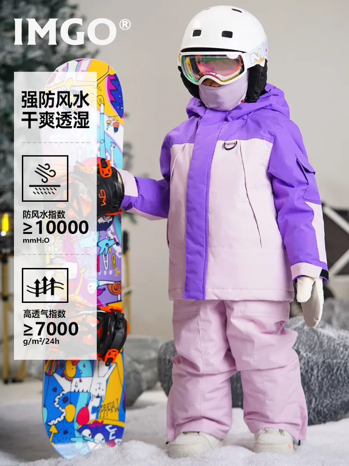 Imgo Professional Detský lyžiarsky oblek pre detské snehové nosenie nepodprotudroproty vetru hustá teplá zimná zimná vonkajšia snowboarding dievčatá chlapci