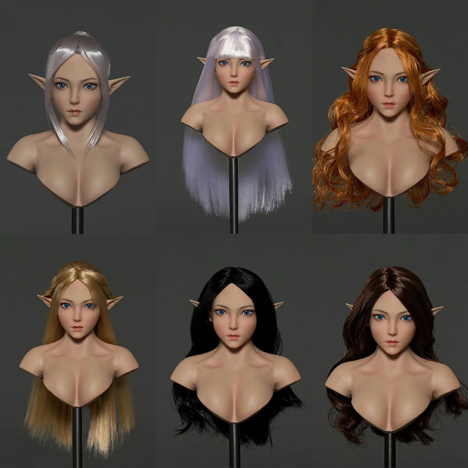 Iminitoys m017 1/6 anime elf dievča modré oči hlava sochárske vyrezávanie modelu fit 12 '' tbl jiaou bledý ženský vojakový akčný figúrku telo