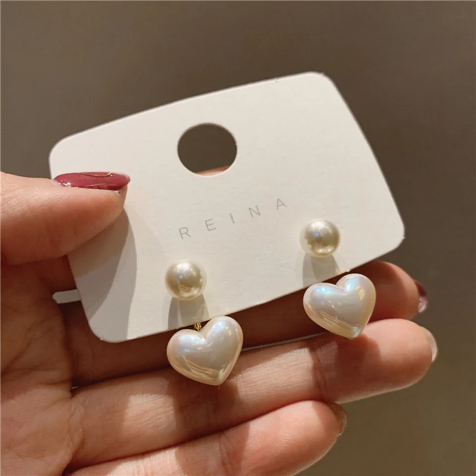 Imitácia perly náušnice pre ženy Round Round Stud náušnice Elegantné milostné uši večierok Svadobné šperky valantínske darčeky