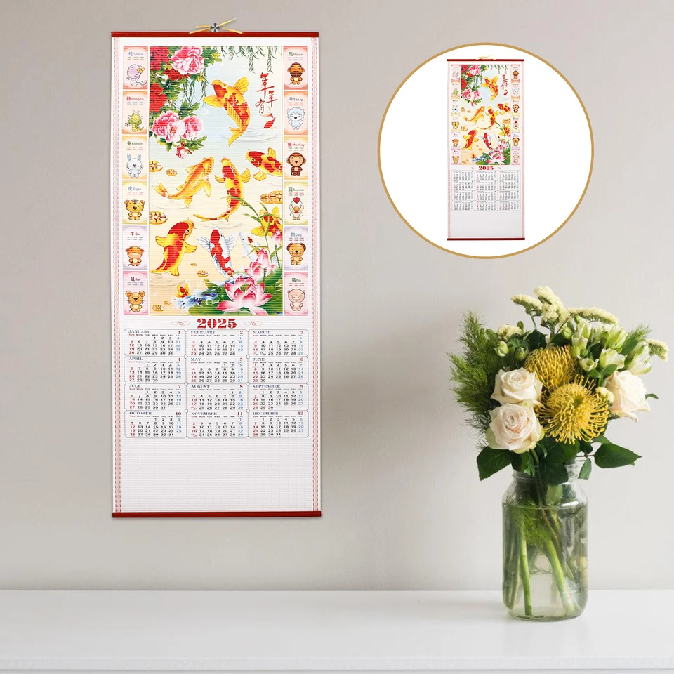 Imitácia Rattan Calendar Had Rok Wall New Hanging 2025 Mesačný tradičný čínsky zverokruh