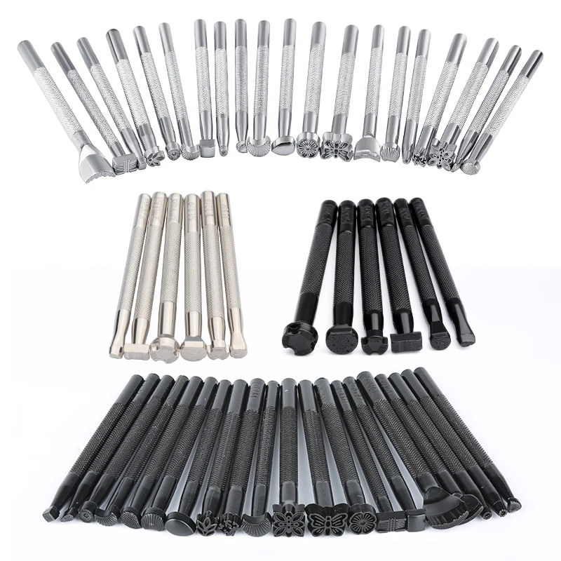 IMZAY 6/20 PCS Kožené nástroje na pečiatku Nastavenia SADDLE SADDLE SADDLE Tvorba Kit Kit Kit kožené lietadlá tlačené dierovacie náradie