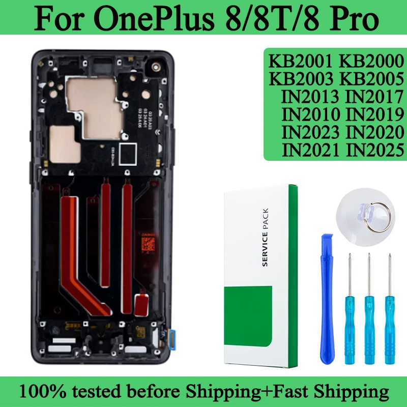 IN2013 KB2001 IN2023 Premium LCD pre OnePLUS 8 DISPLOT dotykovej obrazovky ONEPLUS 8T DIGITIZERIZATION PANEL pre obrazovku OnePLUS 8 Pro Screen