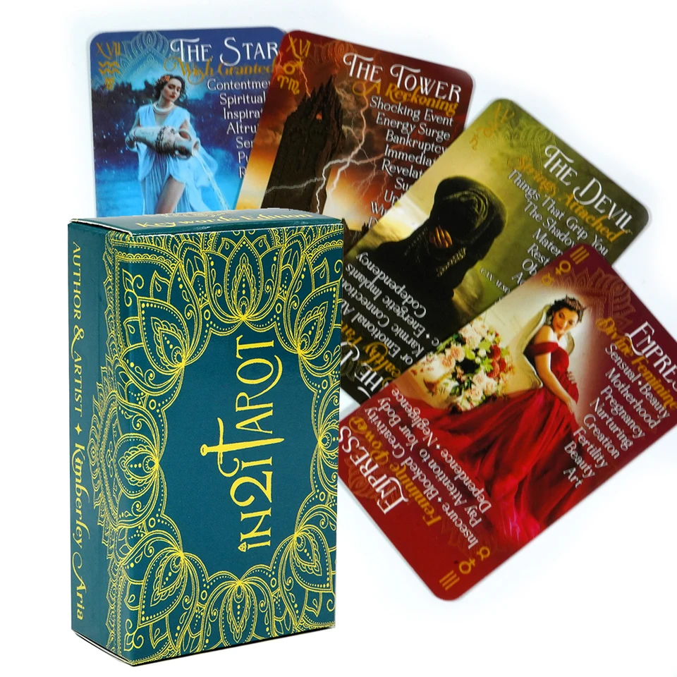 In2it Tarot Deck s kľúčovými slovami 78 tarotových kariet 5 Bonus Oracle Cards. Paluba tarotovej karty pre začiatočníkov, ktorí sa učia tarotovou palubou s Meani