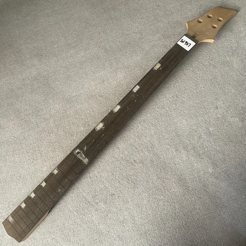 IN987 Nedokončené 4 struny elektrické gitarové basové krk 24 pražcov pravá ruka javor+Rosewood White Block Inlay bez farieb a pražcov DIY