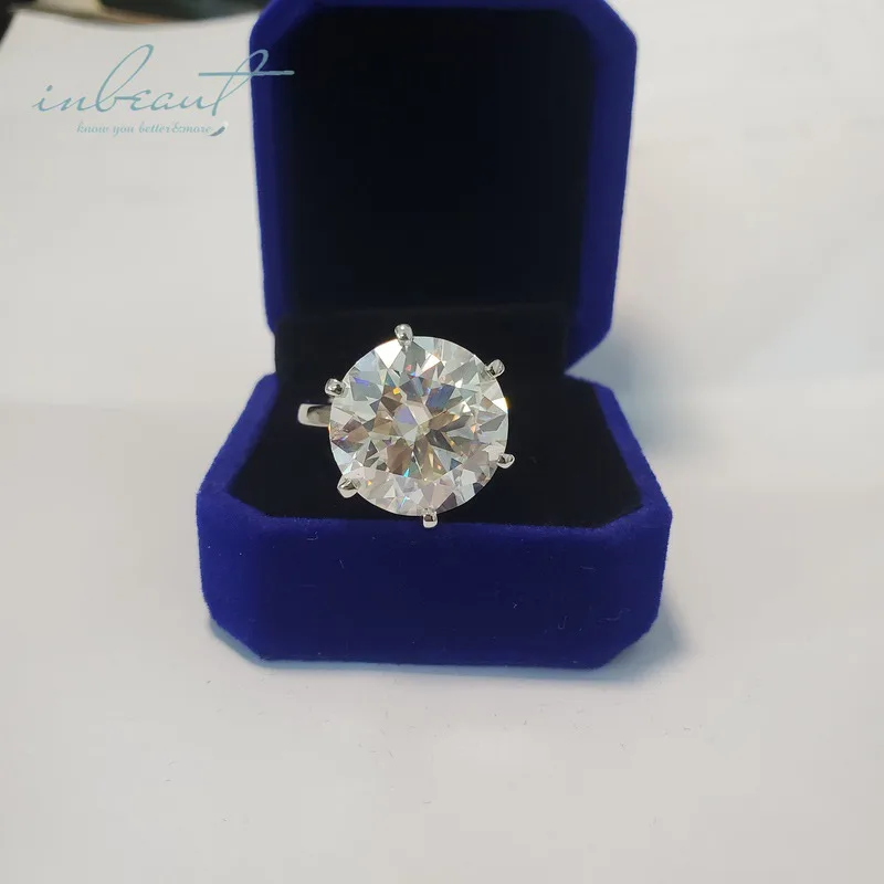 Inbeau nový príchod 925 strieborný 15 CT kolo Vynikajúci rezný priechod diamantov test D farba Moissanit Wedding Ring Dámske jemné šperky
