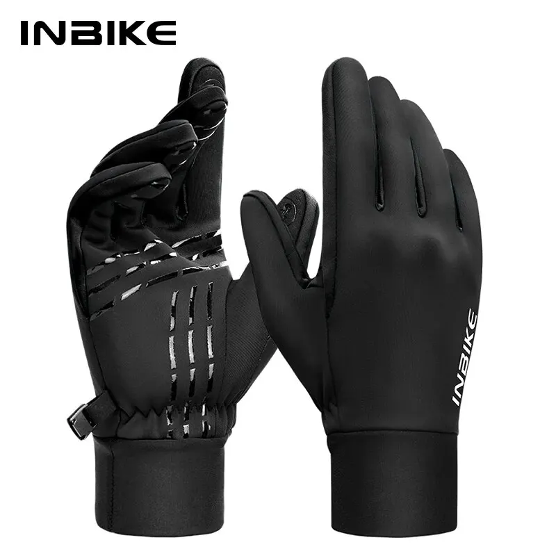Inbike Winter Fleece Cycling Rukavice teplé cyklistické rukavice na jazdu pre mužov Ženy Rukavice na bicykli Vodotesné dotykové obrazovky Accessori