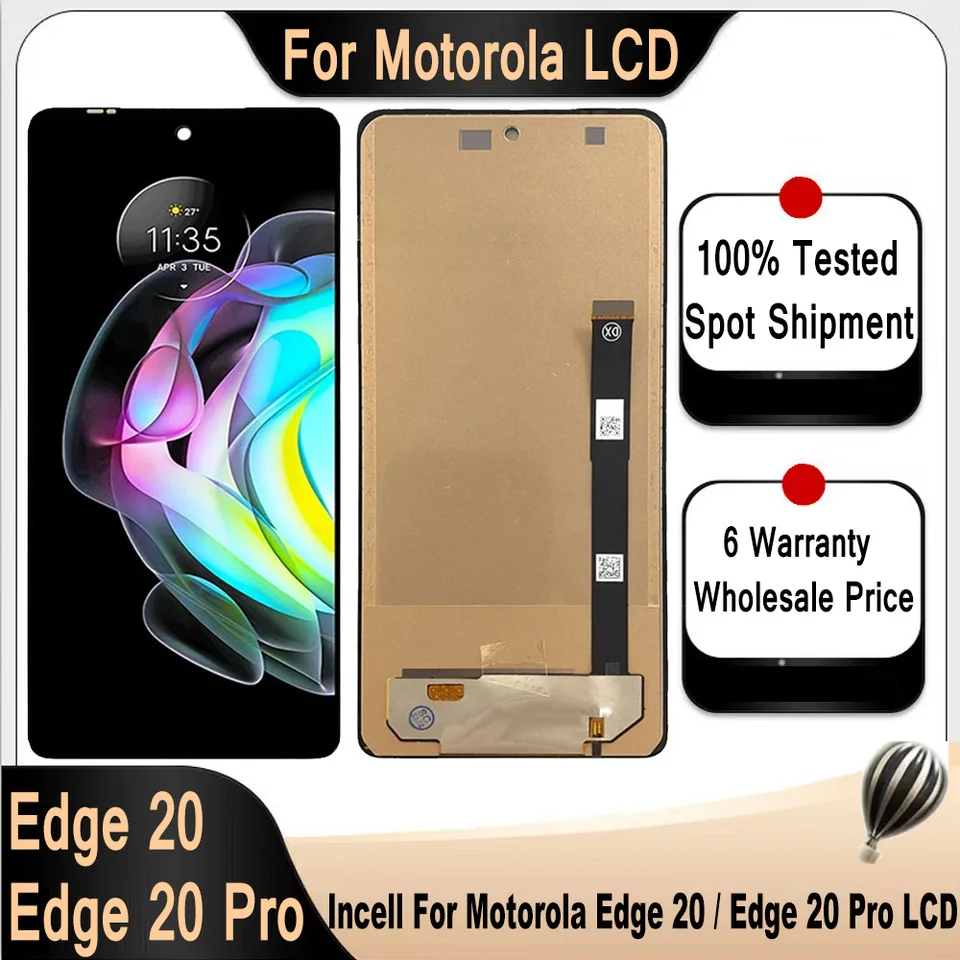 Incell for Motorola Moto Edge 20 LCD Displej dotykovej digitalizátora Výmena pre Moto Edge 20 Pro XT2201-2 LCD displej