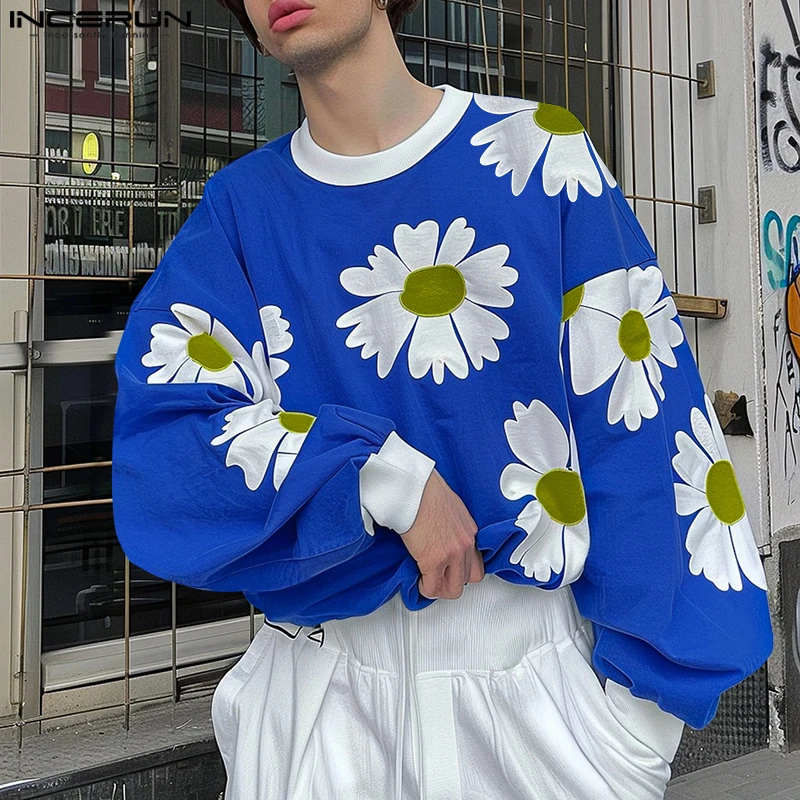 Incerun pekných mužov oblečenie kvetinové tlače vzorky mikiny štýlové mužské streetwear Hot Predaj s dlhým rukávom S-5XL