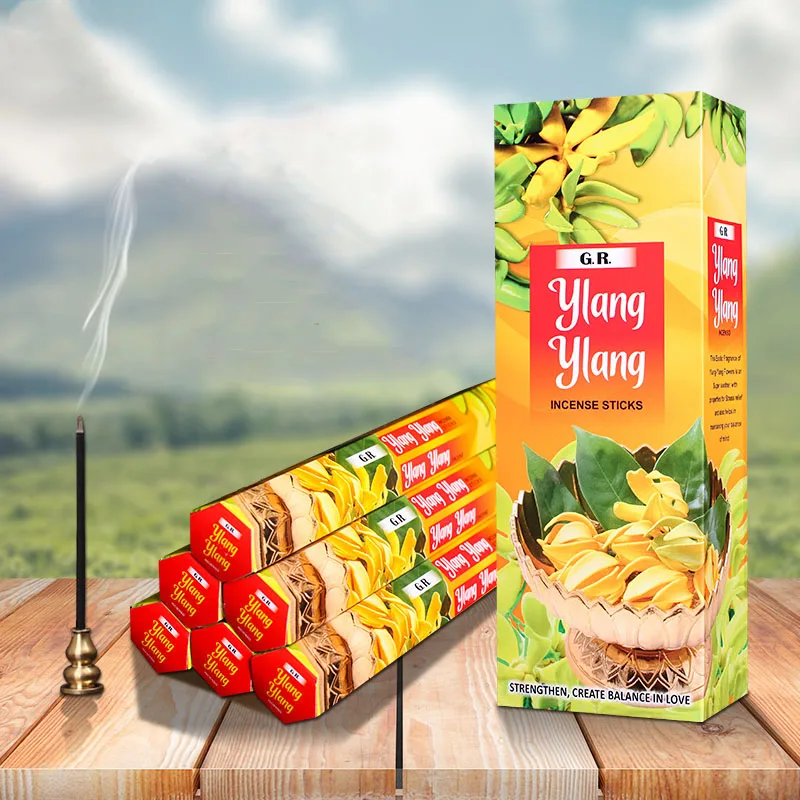 India kadidlo Big Box ylang-ylang arózová tyčinka kadidla vo vnútri 6 malých škatúľ kadidlo Vnútorné vôňa relax Air čisté prírodné korenie
