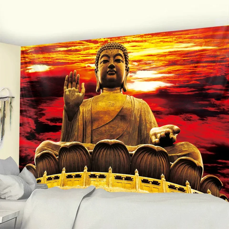 Indická Buddha meditácia Psychedelická scéna dekoratívne tapisérie hippie bohémia mandala múčka spálňa obývacia izba dom