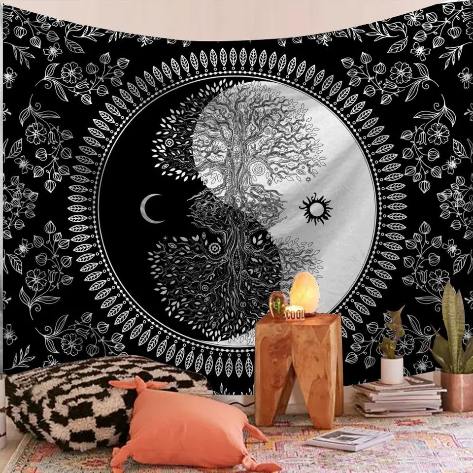 Indická mandala stena zavesenie tapisérie Bohemian piesočnatú pláž hádzať koberec koberec kemping kemping stan spací podložky Tapestries 95x73cm