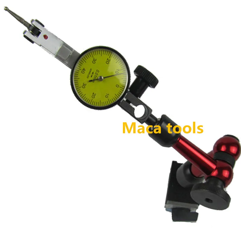 Indikátor vytáčania páky 0-0,8 mm nárazový odolný voči s mini univerzálnym flexibilným magnetickým vytáčaním Testovací merací nástroj na meranie nástrojov na meranie