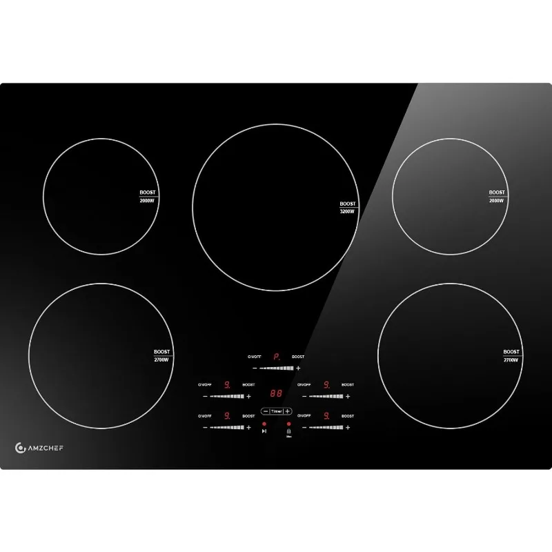 Indukcia 30 palcov10600W Coenka, Amzchef 9 úrovne Elektrickej varnej dosky s 5 spaľovačmi Boost, Brilid-in Induction Control Control
