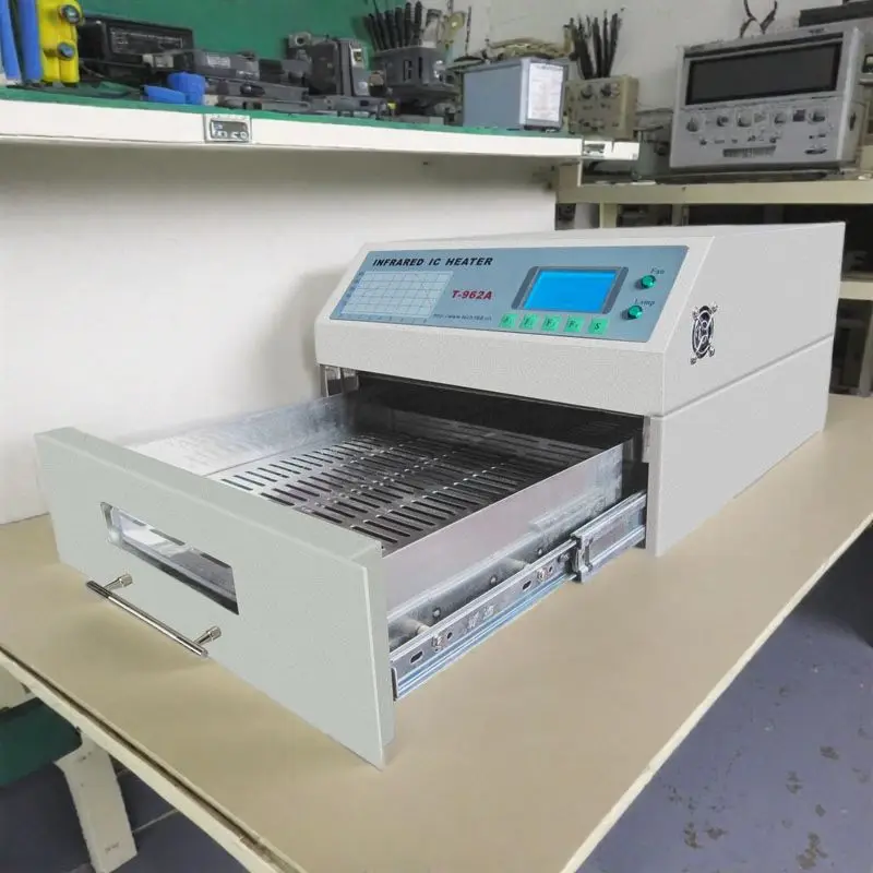 Infračervená reflexová rúra Puhui T-962A Smart Automate Desktop Leadfree Reflow Oven Oven pre spájkovanie PCB
