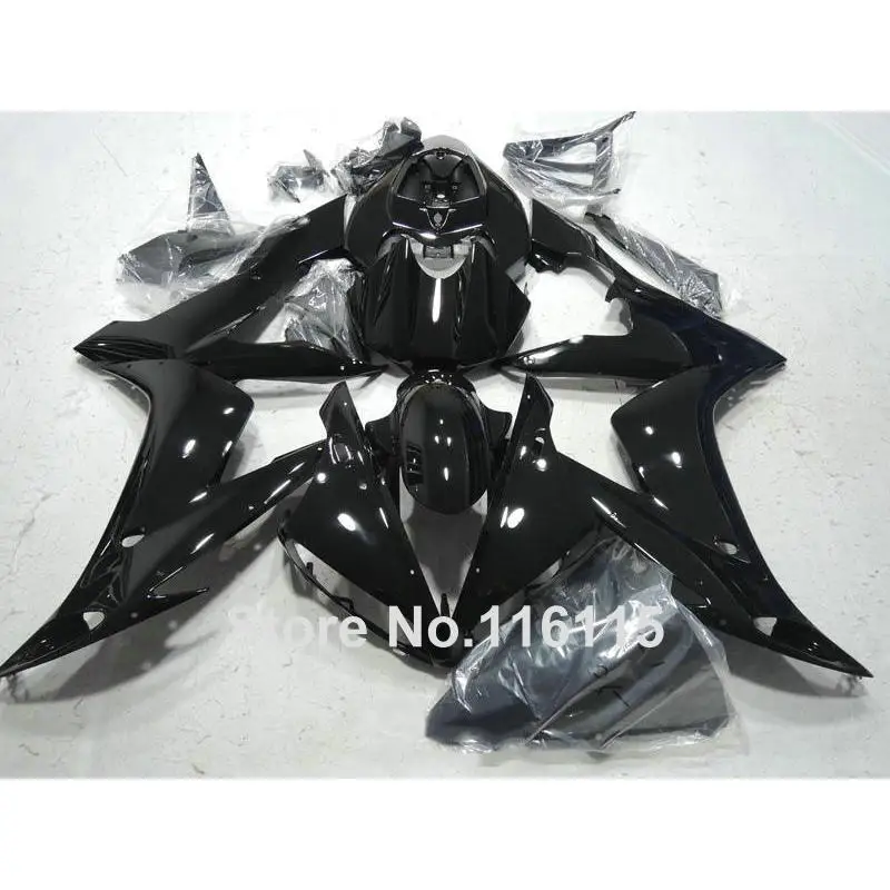 Ing Hot Sale Abs Fairing Kit pre Yamaha YZF R1 2004 2005 2006 Všetky lesklé čierne YZF-R1 04 05 06 Fairings Set SK79