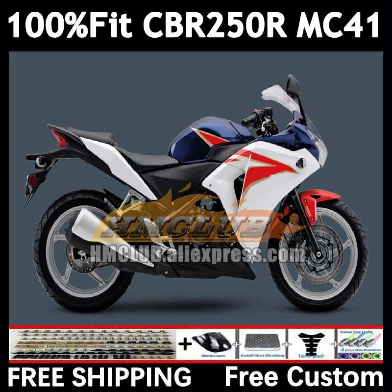 Injekcia na Honda CBR250 R CBR250R MC41 11 White Blue 12 13 14 15 100NO.65 CBR 250R 250 R 2011 2012 2013 2014 2015 Fairings