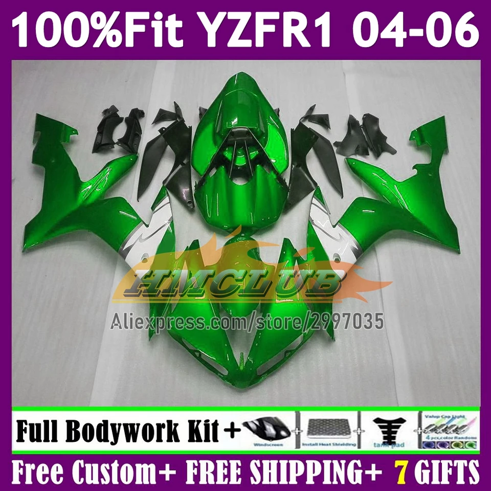 Injekčná kapota pre Yamaha Green Light YZF-R1 YZF1000 YZF R1 R 1 137NO.77 1000CC YZFR1 04 05 06 YZF-1000 2004 2005 2006