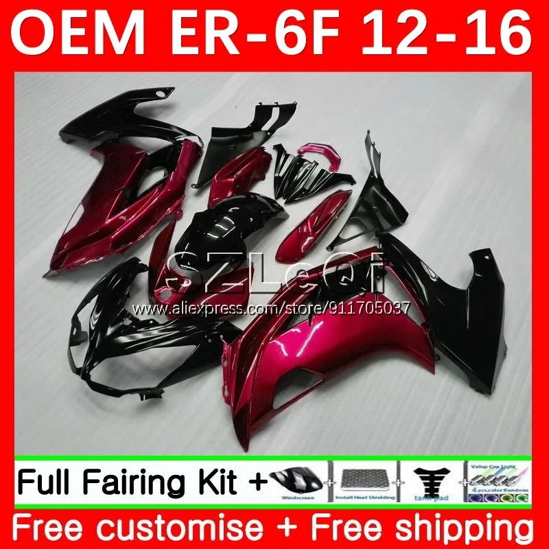 Injekčná súprava pre Kawasaki Ninja 650R Er6 F er 6f ER6F 12 13 14 15 16 1NO.80 ER-6F Metal Red 2012 2013 2014 2015 2016 Fairing