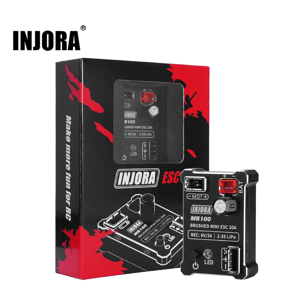Injora MB100-R80 Brushed Mini ESC 20A pre 1/24 1/18 RC Crawler SCX24 AX24 TRX4M FCX24 FCX18