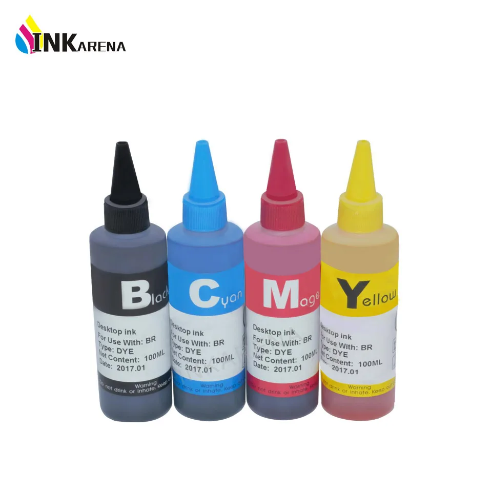 Inkarena Dye Ink Refill Kit pre Brother LC 985 LC975 LC67 LC1100 LC980 XL Atrament pre Brother DCP 185C 195C Tlačiareň 100 ml fľaše 100 ml fľaše