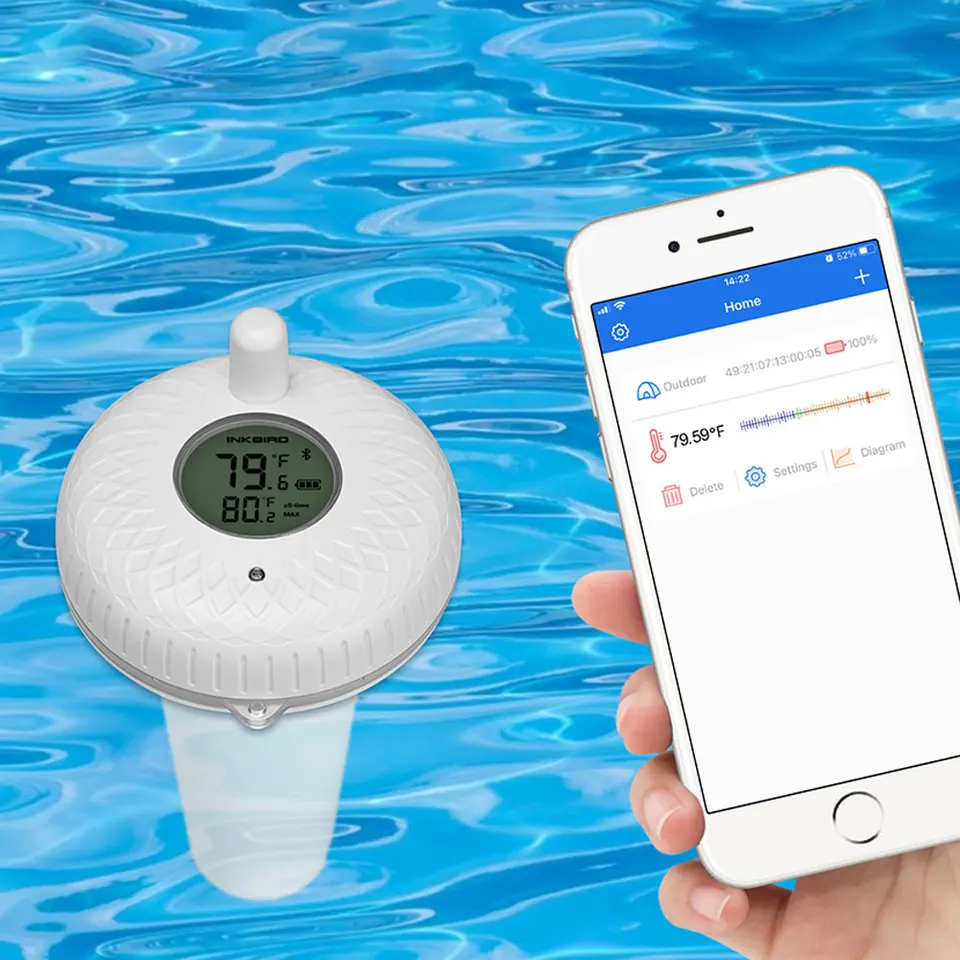 Inkbird bezdrôtový plávajúci bazén Teplomer IPX7 Vodotesný digitálny teplomer pre rybník, akvárium, vírivka, plavecký kúpeľ